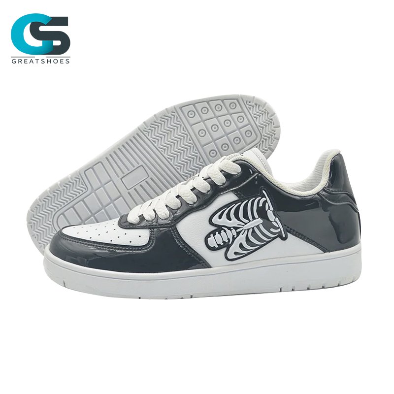 Custom Black White Skeleton Street Sneakers Shoes Factory